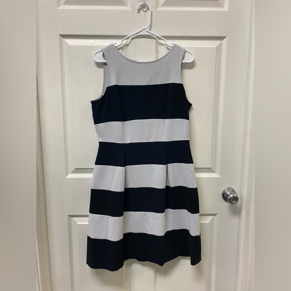 LOFT Blue and White Sleeveless A-Line Dress